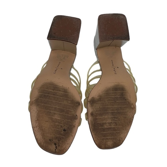 Zara Trafaluc Silver Jelly Strap Block Heel Square Toe Sandals Size 38 Women's - Picture 8 of 10